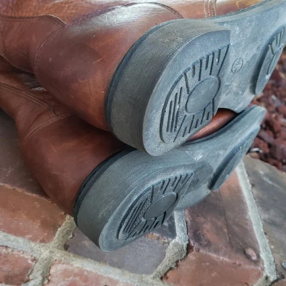 Double H Women's Tan Leather Combat Boots - Picture 6 of 16